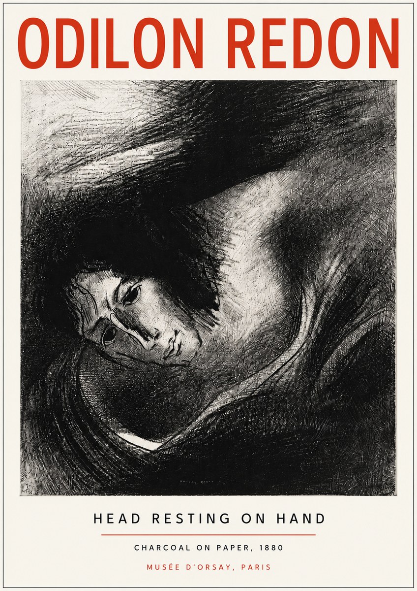 Odilon Redon Head Resting on Hand No3 - Plakát
