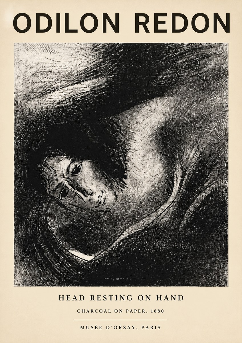 Odilon Redon Head Resting on Hand No5 - Plakát