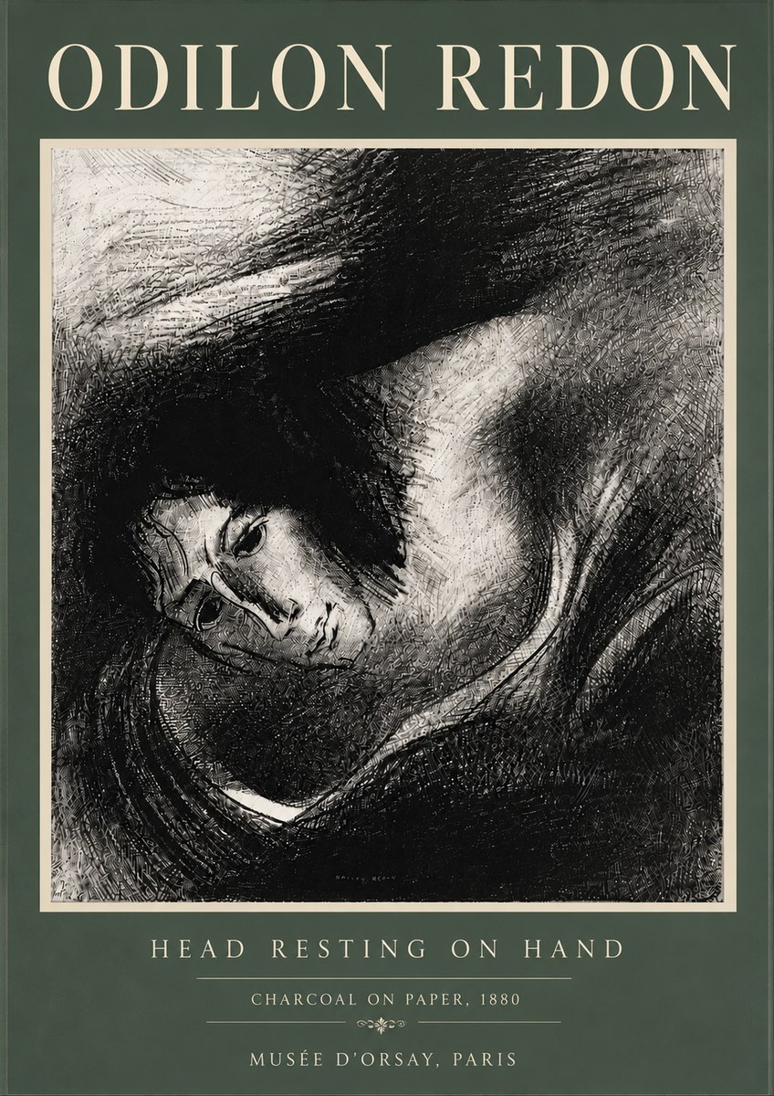 Odilon Redon Head Resting on Hand No6 - Plakát