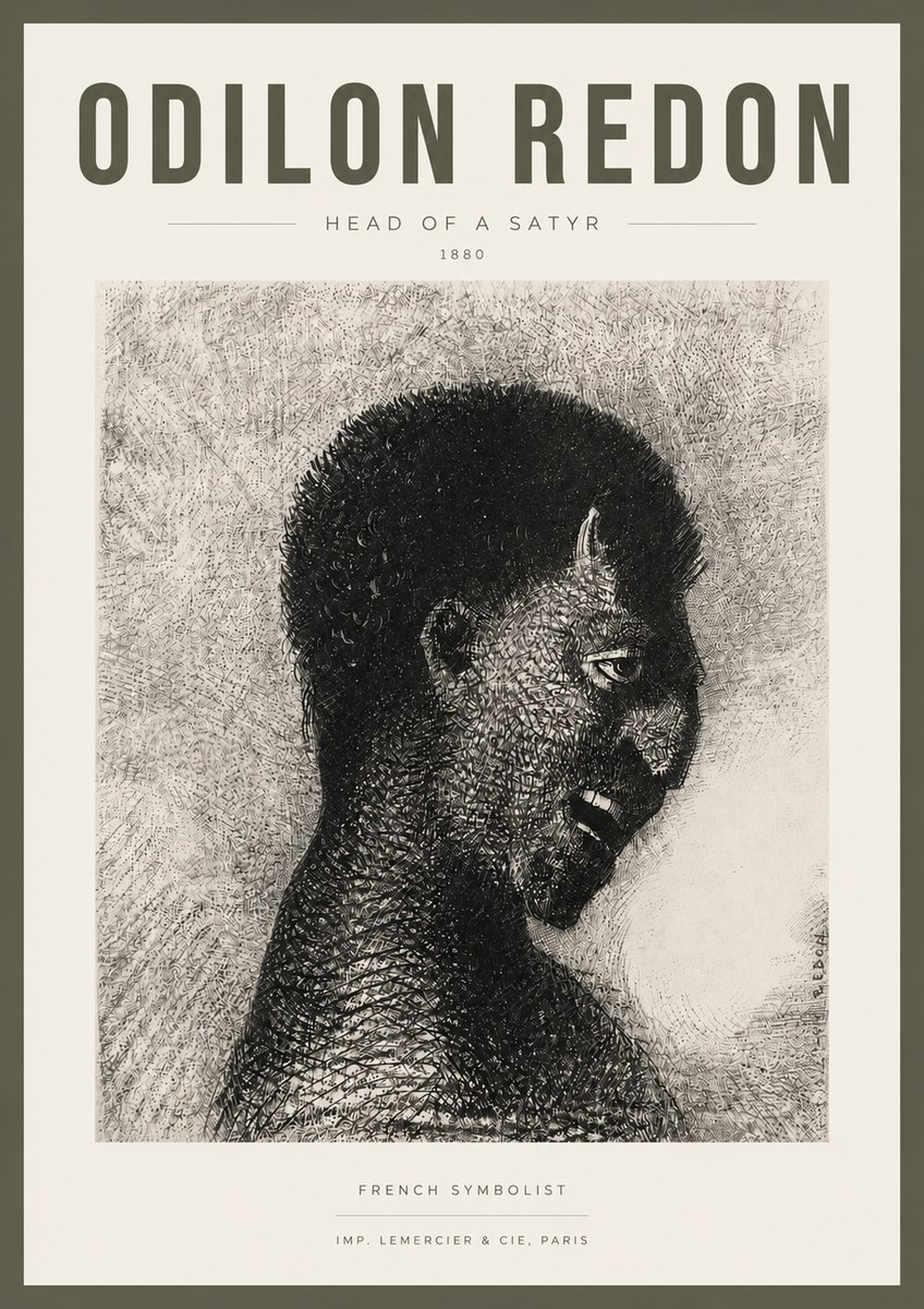 Odilon Redon Head of a Satyr No3 - Plakát