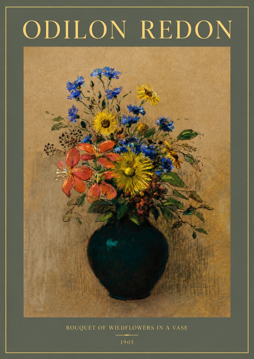Odilon Redon Bouquet of Wildflowers in a Vase No2 - Plakát