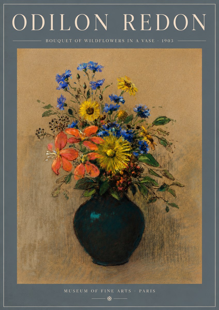Odilon Redon Bouquet of Wildflowers in a Vase No5 - Plakát