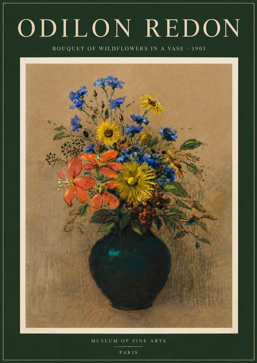 Odilon Redon Bouquet of Wildflowers in a Vase No6 - Plakát