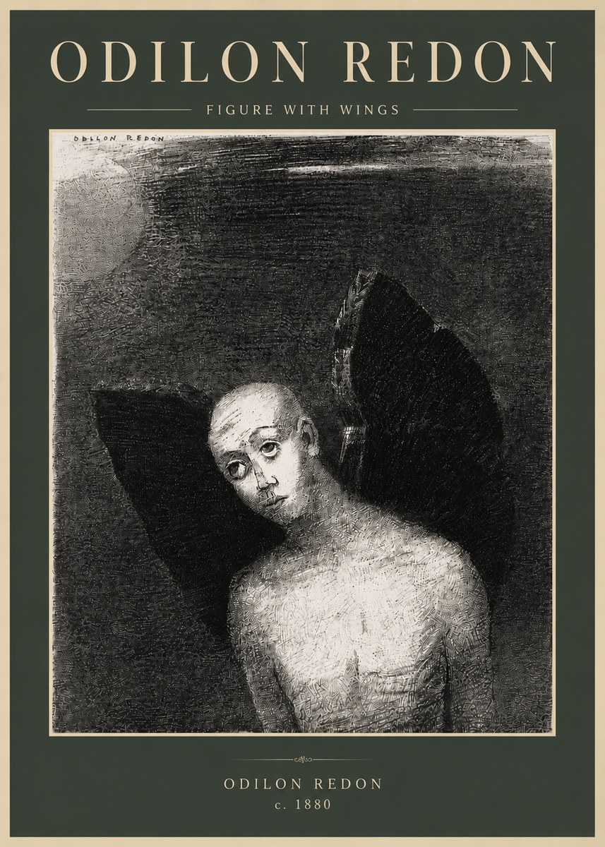 Odilon Redon Figure with Wings No5 - Plakát