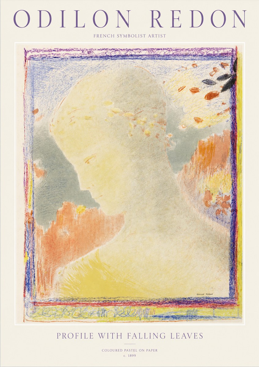 Odilon Redon Profile with Falling Leaves No1 - Plakát