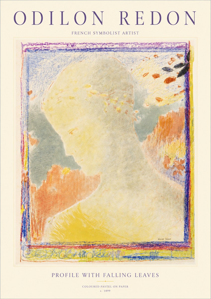Odilon Redon Profile with Falling Leaves No4 - Plakát