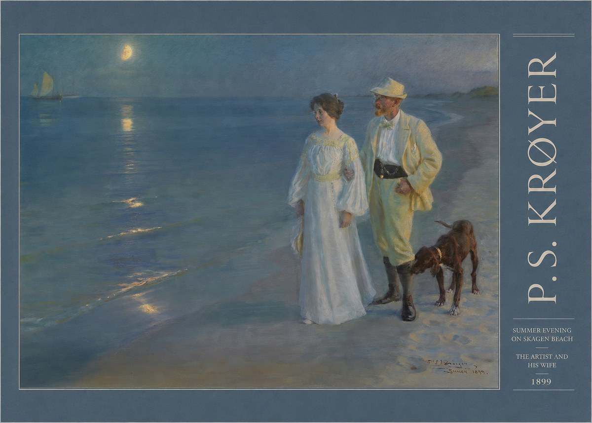 P.S. Krøyer Summer Evening on Skagen Beach — the Artist and His Wife No3 - Plakát