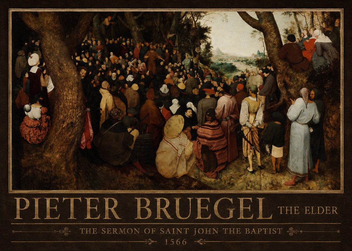 Pieter Bruegel The Sermon of Saint John the Baptist I No3 - Plakát