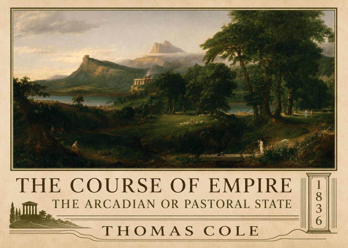 Thomas Cole The Course of Empire - the Arcadian or Pastoral State No2 - Plakát