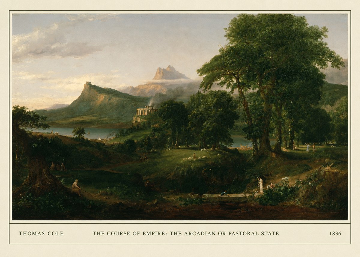 Thomas Cole The Course of Empire - the Arcadian or Pastoral State No5 - Plakát
