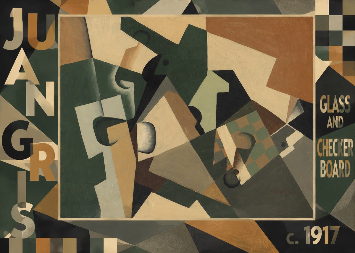 Juan Gris Glass and Checkerboard No5 - Plakát