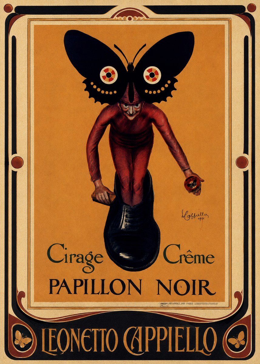 Leonetto Cappiello Cirage Crème Papillon Noir No1 - Plakát