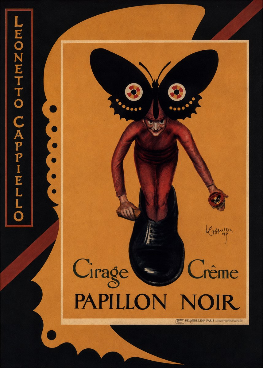 Leonetto Cappiello Cirage Crème Papillon Noir No2 - Plakát