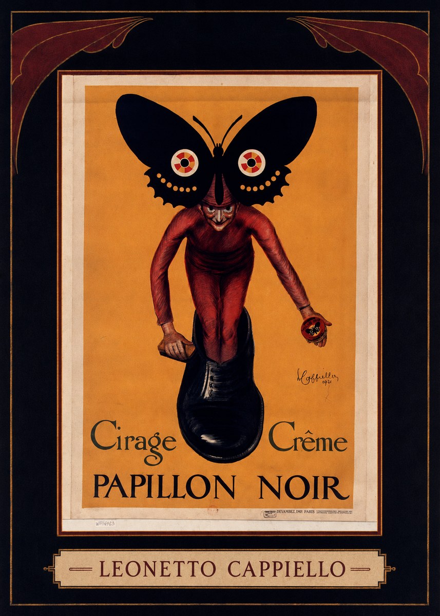 Leonetto Cappiello Cirage Crème Papillon Noir No4 - Plakát