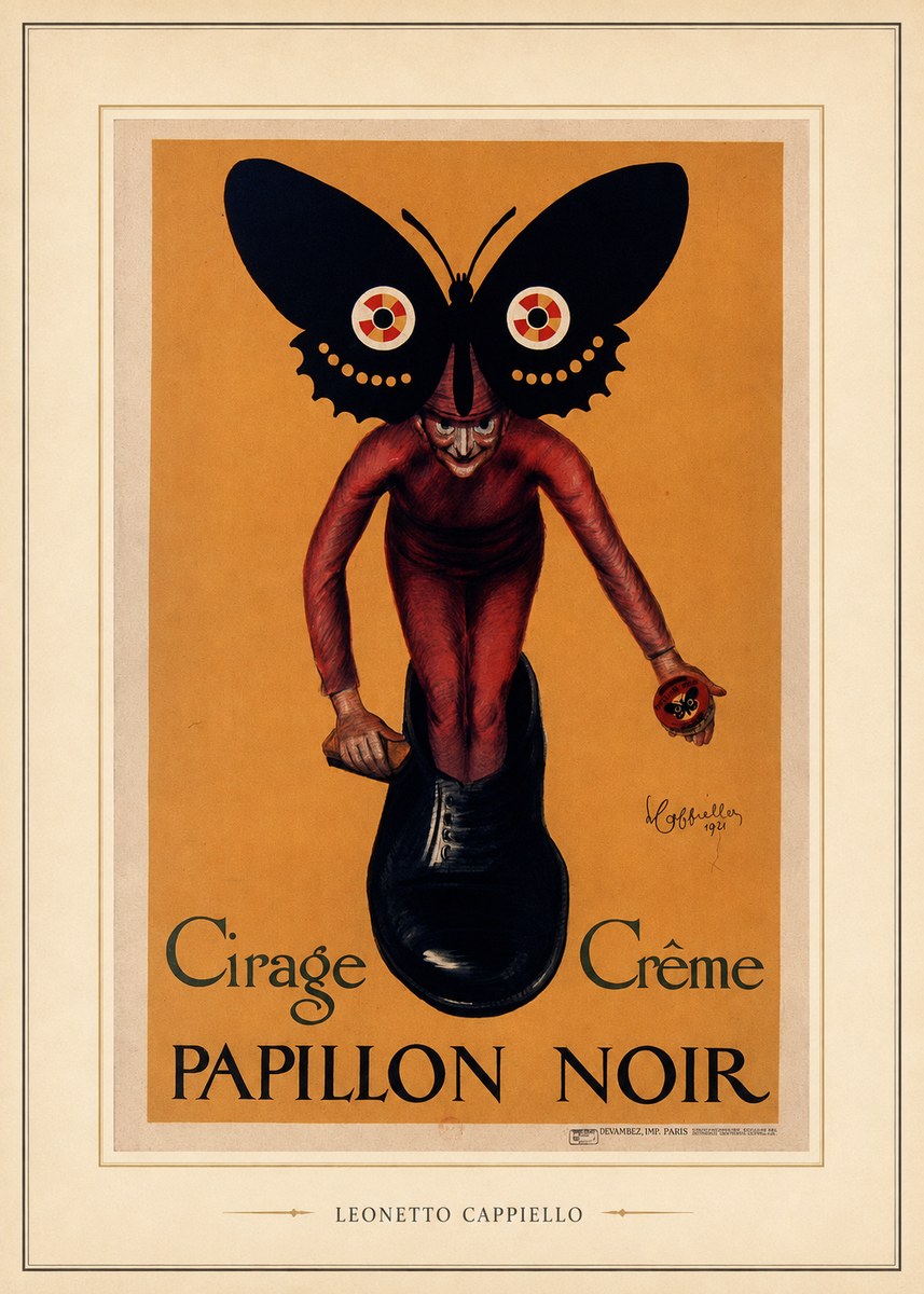 Leonetto Cappiello Cirage Crème Papillon Noir No5 - Plakát