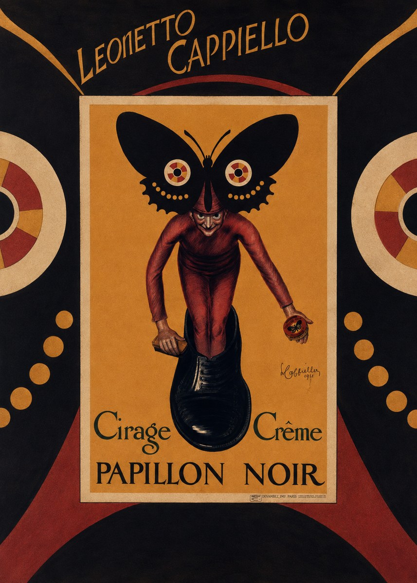 Leonetto Cappiello Cirage Crème Papillon Noir No6 - Plakát