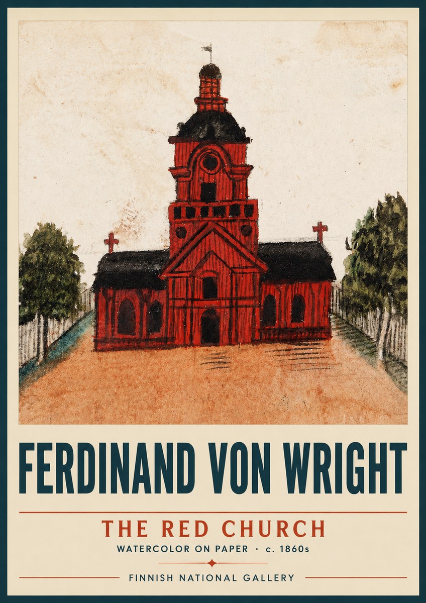 Ferdinand von Wright The Red Church No3 - Plakát