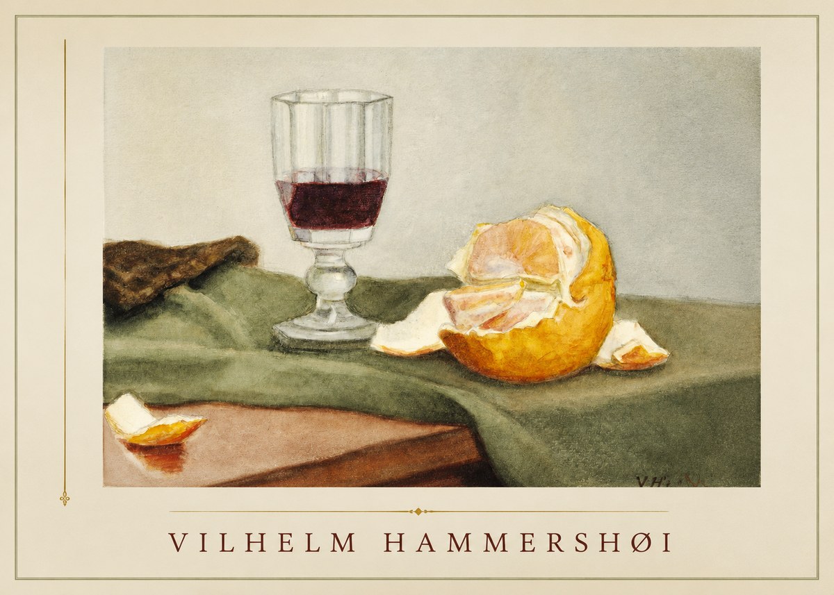 Vilhelm Hammershøi Still Life with Wine Glass and Orange No1 - Plakát
