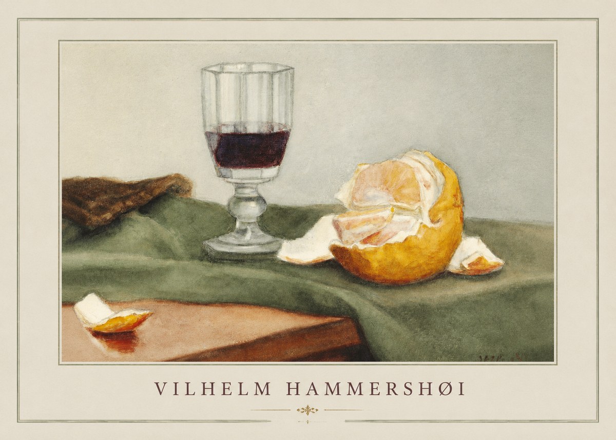 Vilhelm Hammershøi Still Life with Wine Glass and Orange No2 - Plakát