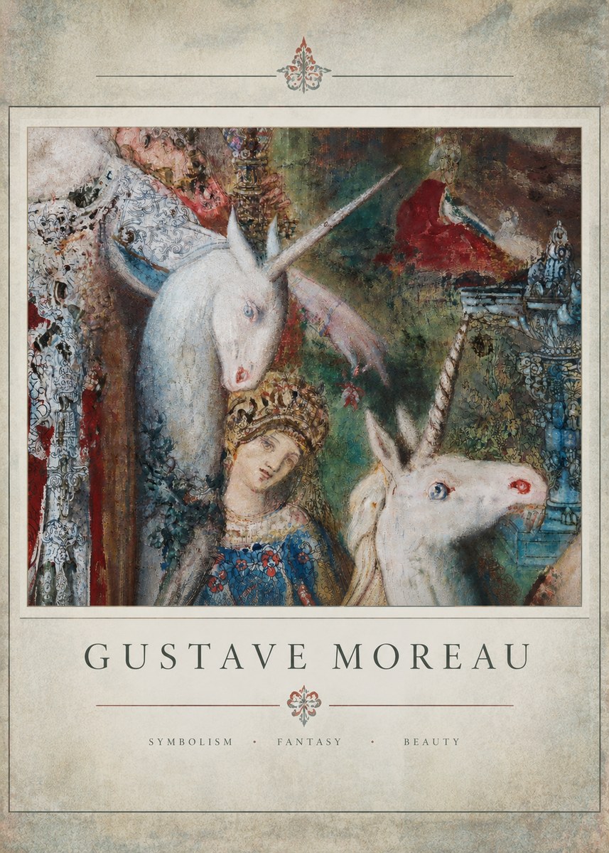 Gustave Moreau The Unicorns II No3 - Plakát