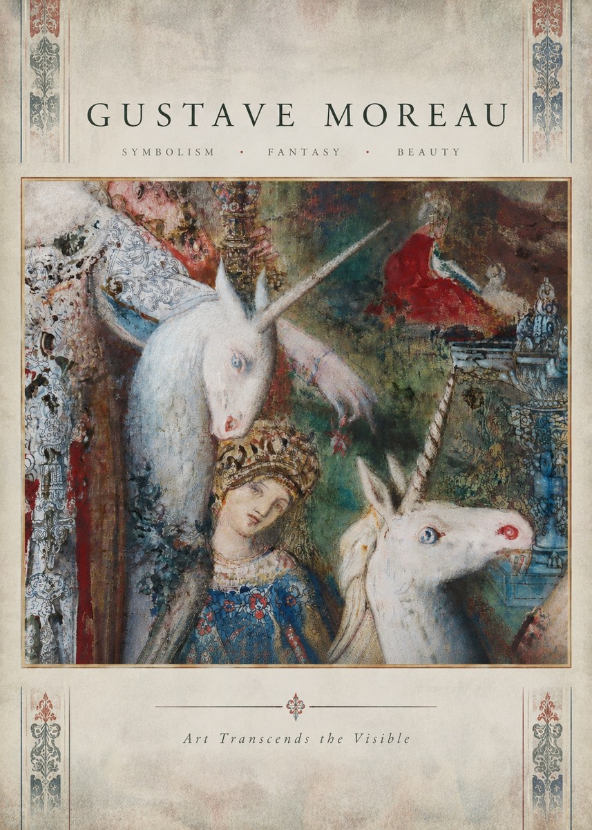 Gustave Moreau The Unicorns II No4 - Plakát