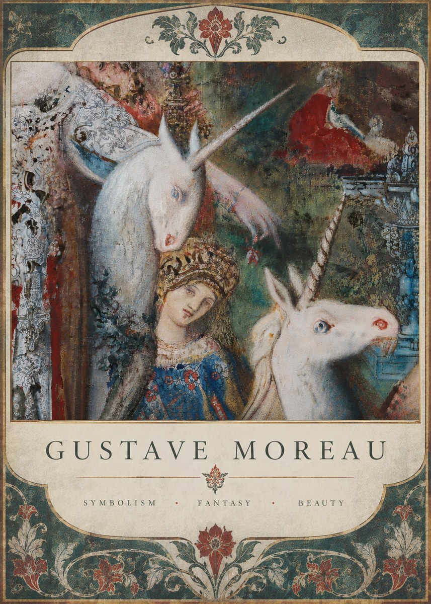 Gustave Moreau The Unicorns II No6 - Plakát