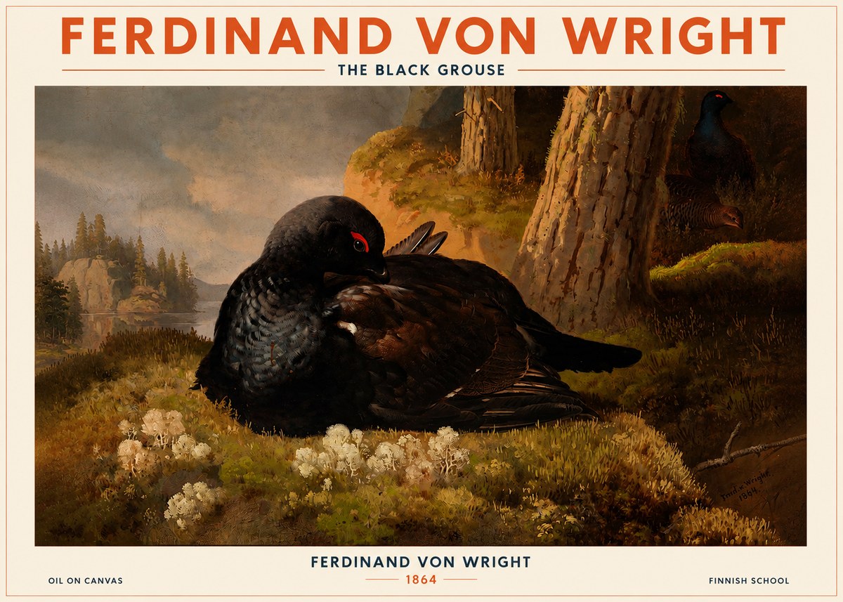 Ferdinand von Wright The Black Grouse No2 - Plakát