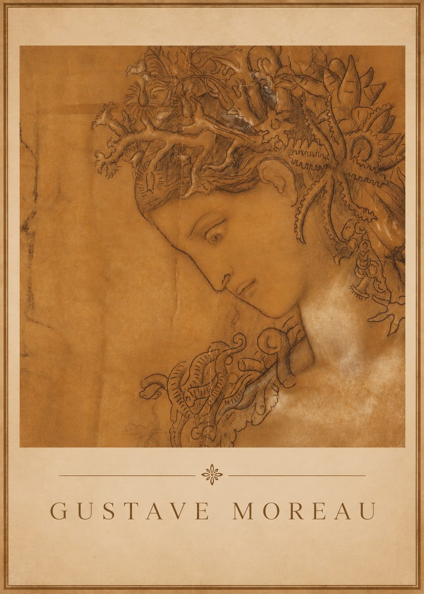 Gustave Moreau Head of a Woman No3 - Plakát