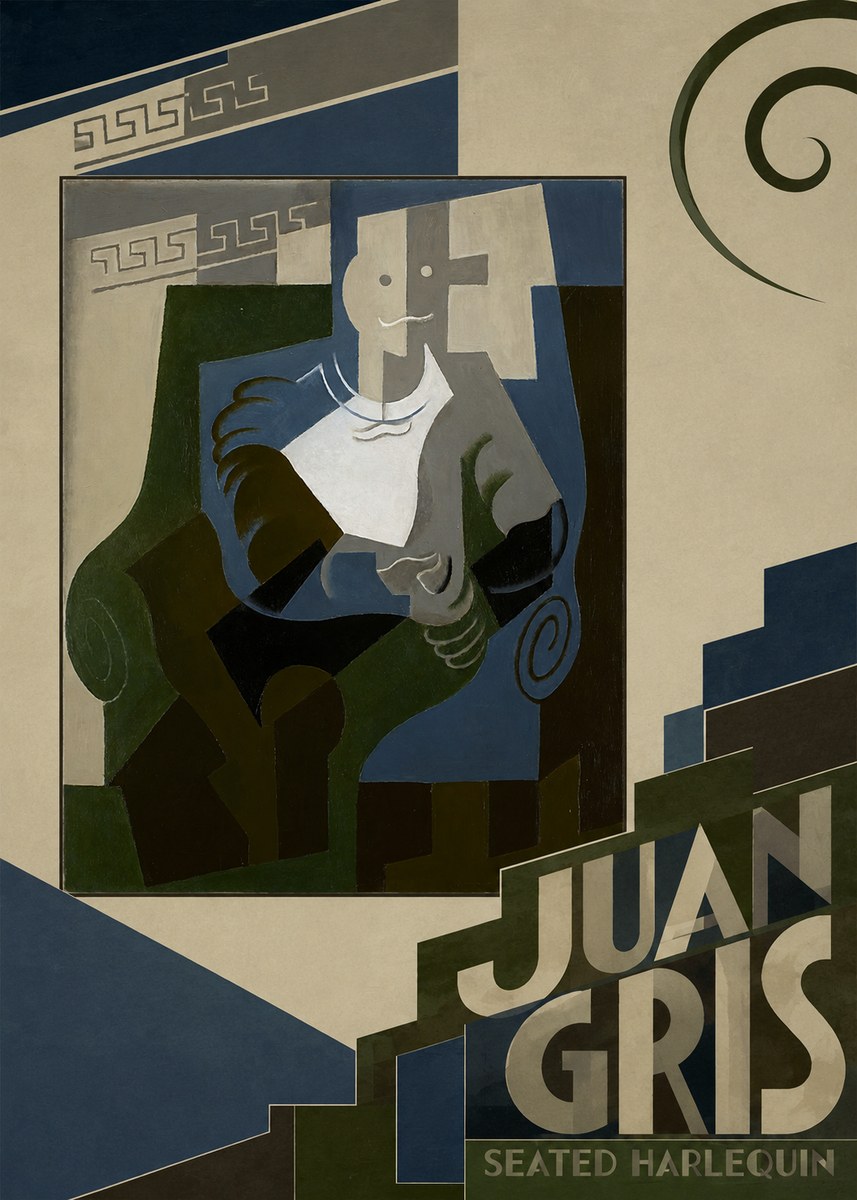 Juan Gris Seated Harlequin No6 - Plakát