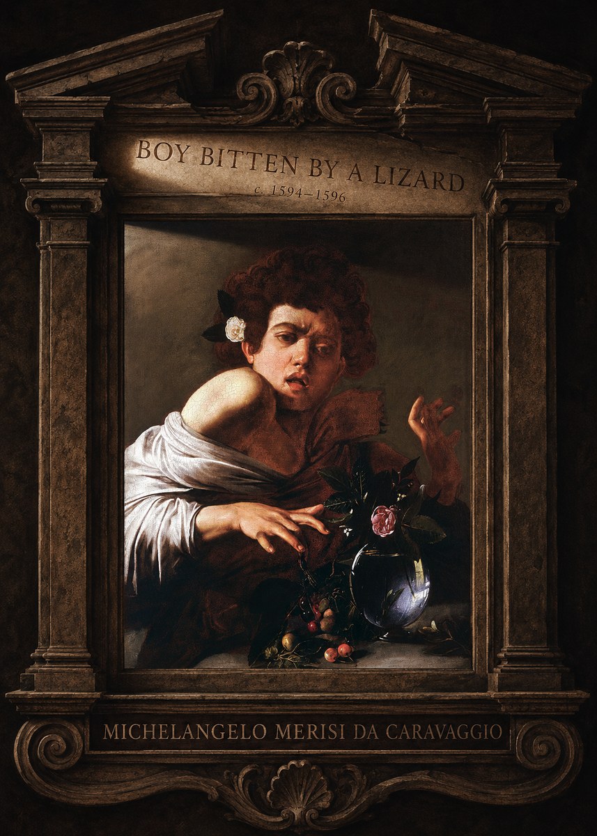 Michelangelo Merisi da Caravaggio Boy Bitten by a Lizard No4 - Plakát