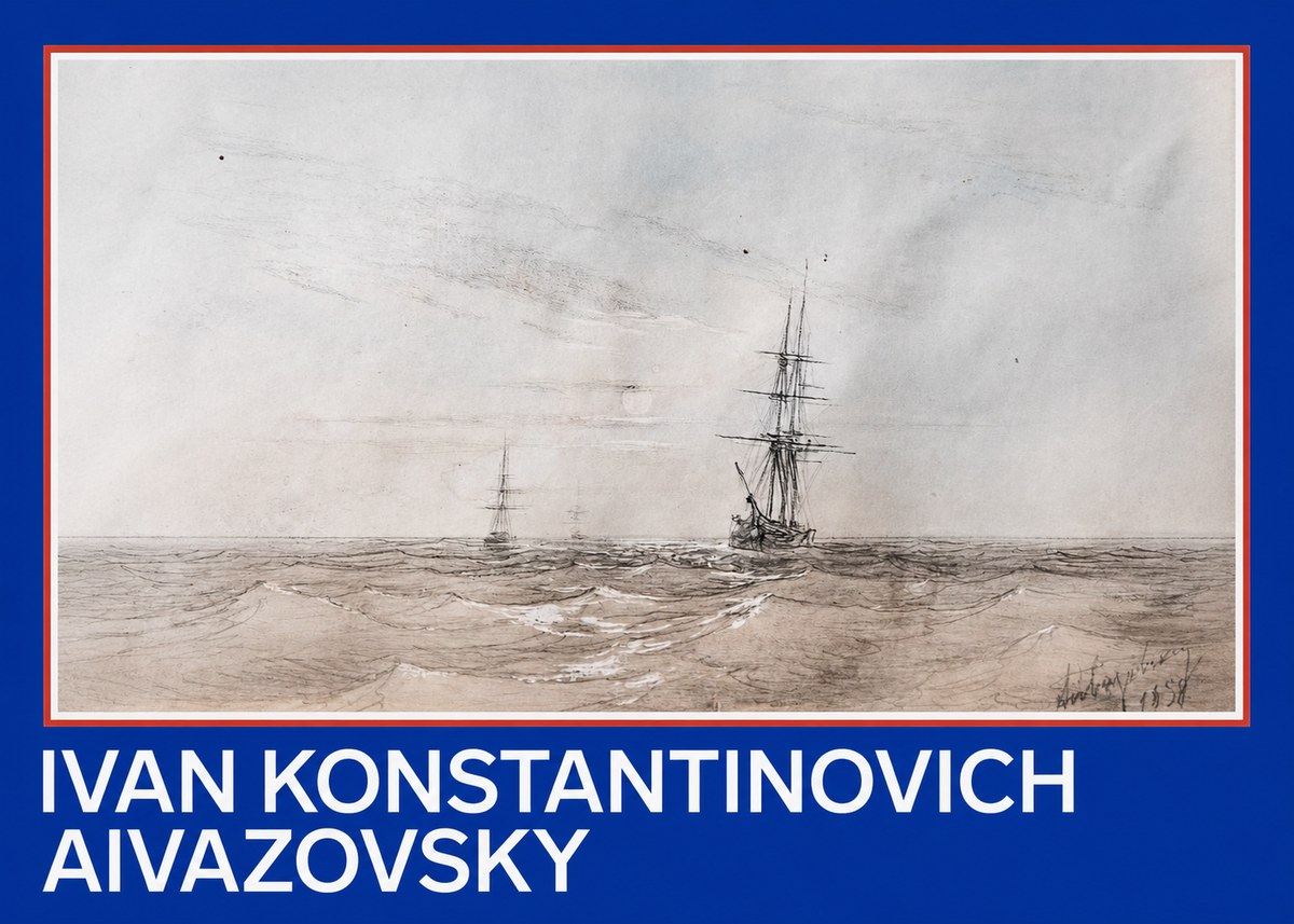 Ivan Konstantinovich Aivazovsky Two Sailing Ships at Sea No2 - Plakát