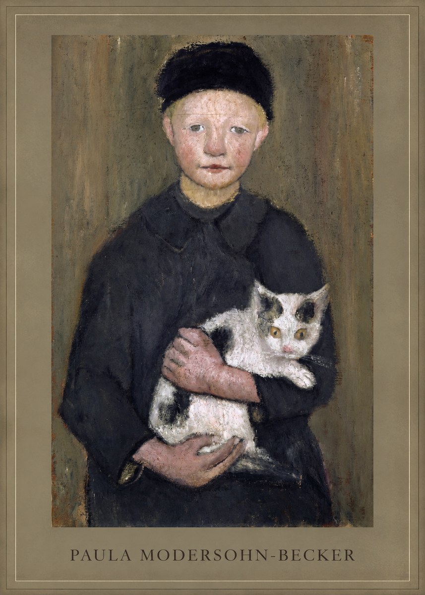 Paula Modersohn-Becker Girl with Cat No5 - Plakát