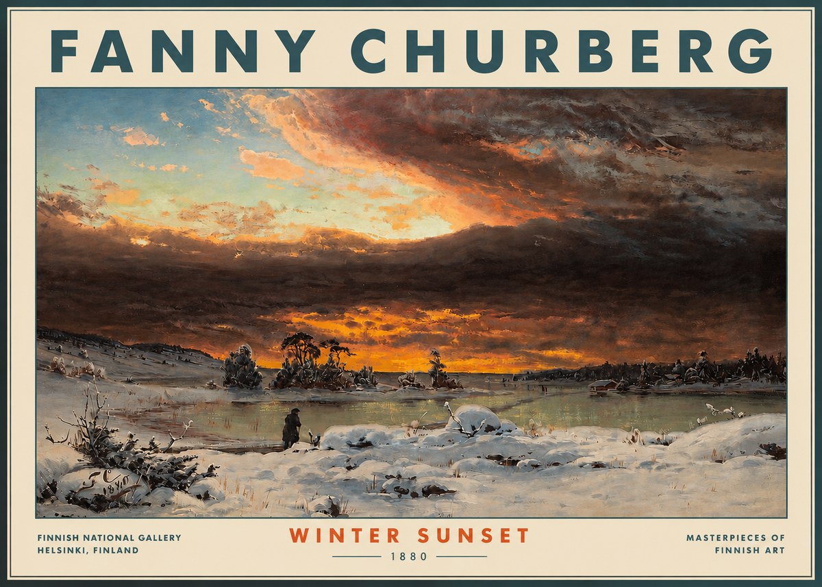 Fanny Churberg Winter Sunset No3 - Plakát
