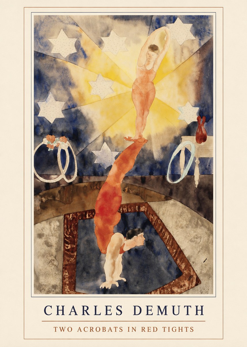 Charles Demuth Two Acrobats in Red Tights No4 - Plakát