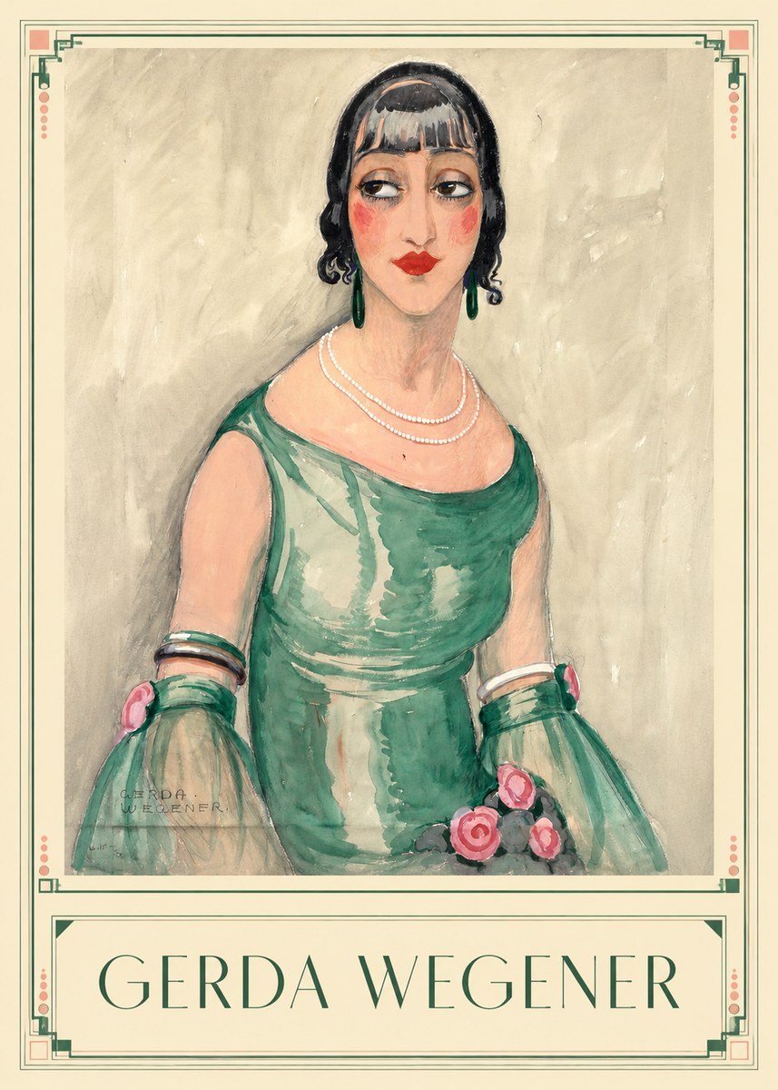 Gerda Wegener Portrait of a Woman in Green Dress No1 - Plakát