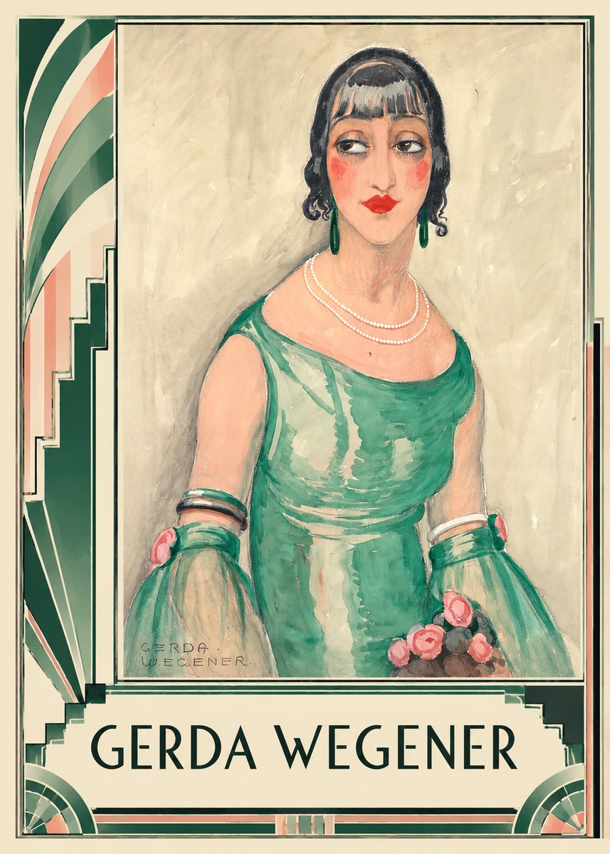 Gerda Wegener Portrait of a Woman in Green Dress No2 - Plakát