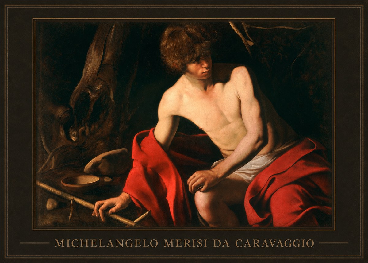 Michelangelo Merisi da Caravaggio John the Baptist (Youth with a Ram) No1 - Plakát