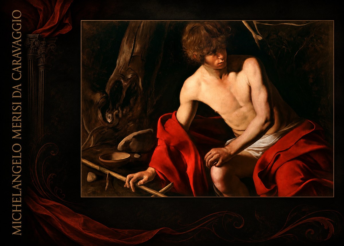 Michelangelo Merisi da Caravaggio John the Baptist (Youth with a Ram) No3 - Plakát