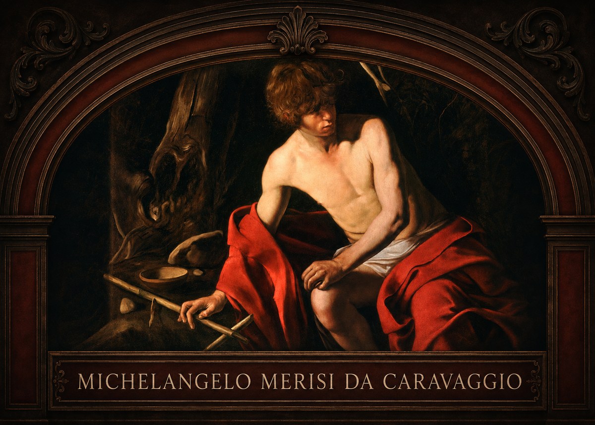 Michelangelo Merisi da Caravaggio John the Baptist (Youth with a Ram) No5 - Plakát