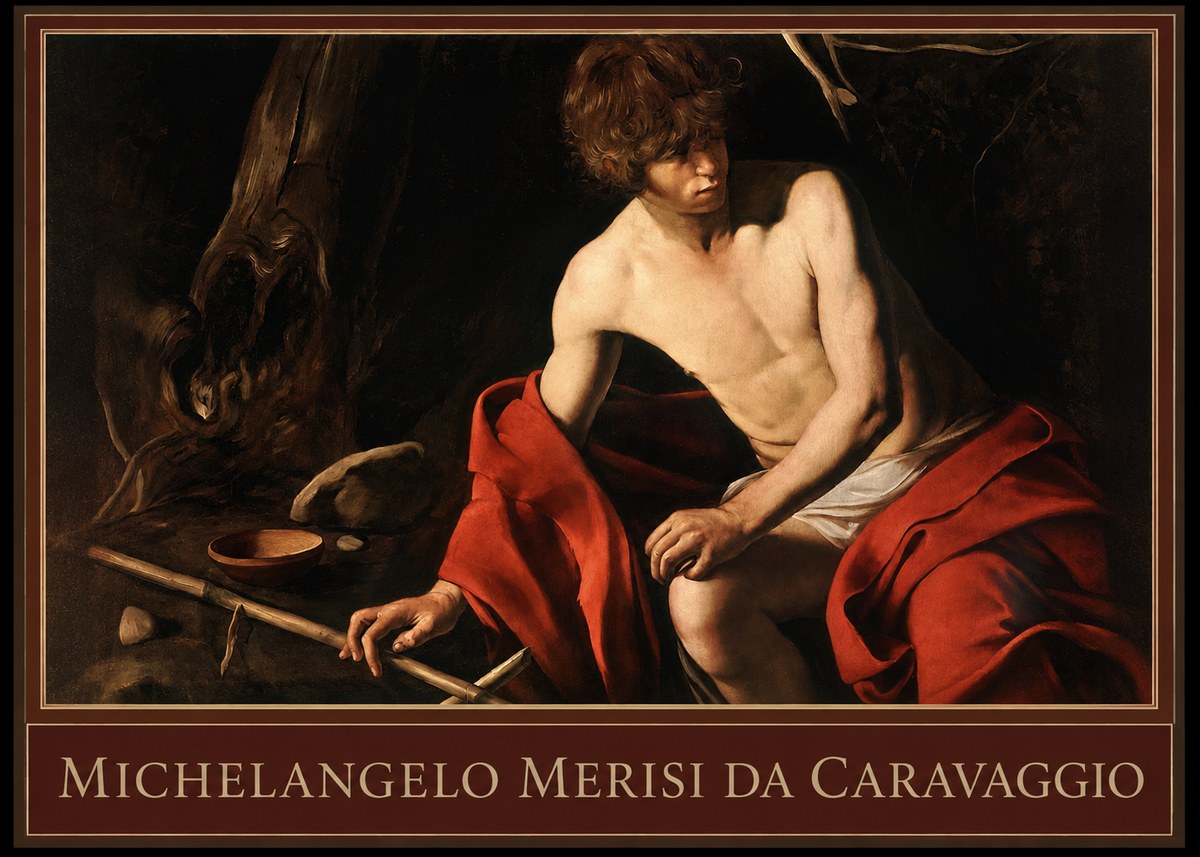 Michelangelo Merisi da Caravaggio John the Baptist (Youth with a Ram) No6 - Plakát