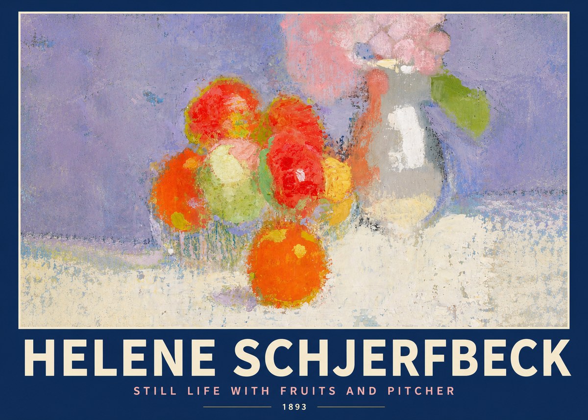 Helene Schjerfbeck Still Life with Fruits and Pitcher No4 - Plakát