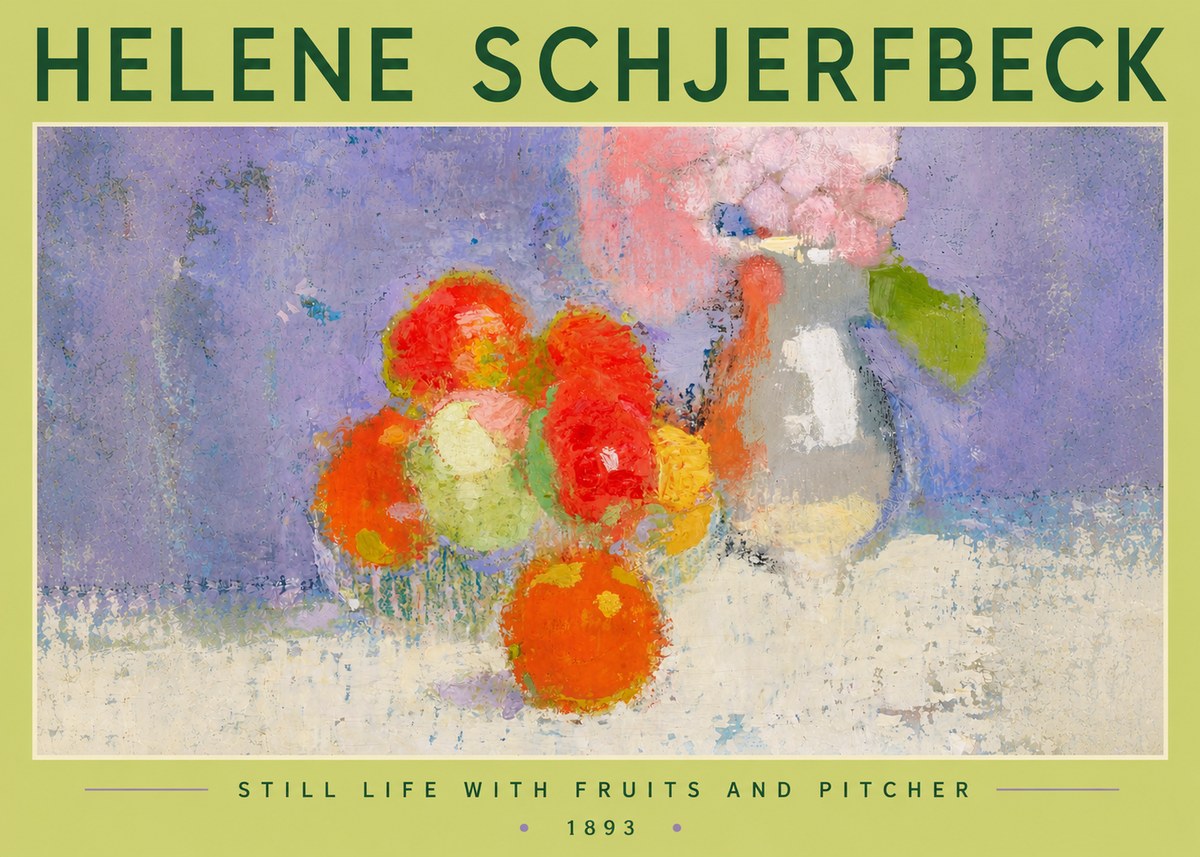 Helene Schjerfbeck Still Life with Fruits and Pitcher No6 - Plakát