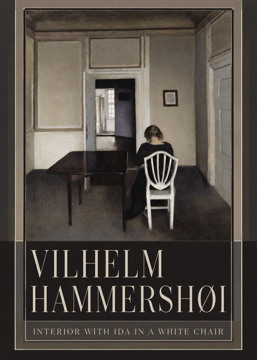 Vilhelm Hammershøi Interior with Ida in a White Chair No5 - Plakát