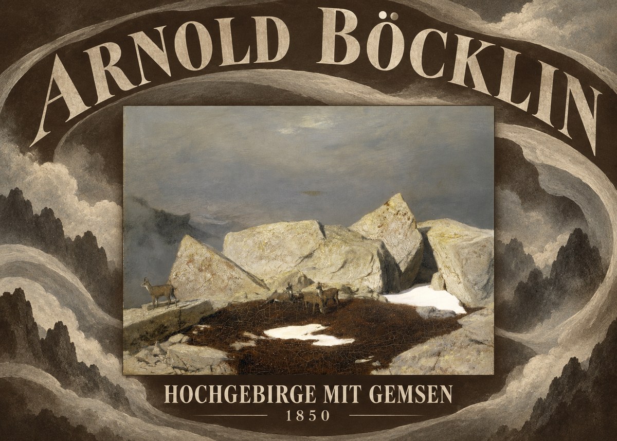 Arnold Böcklin Hochgebirge Mit Gemsen No6 - Plakát
