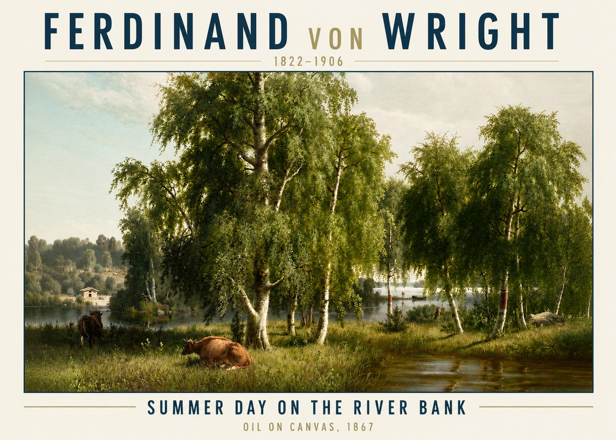 Ferdinand von Wright Summer Day on the River Bank No3 - Plakát