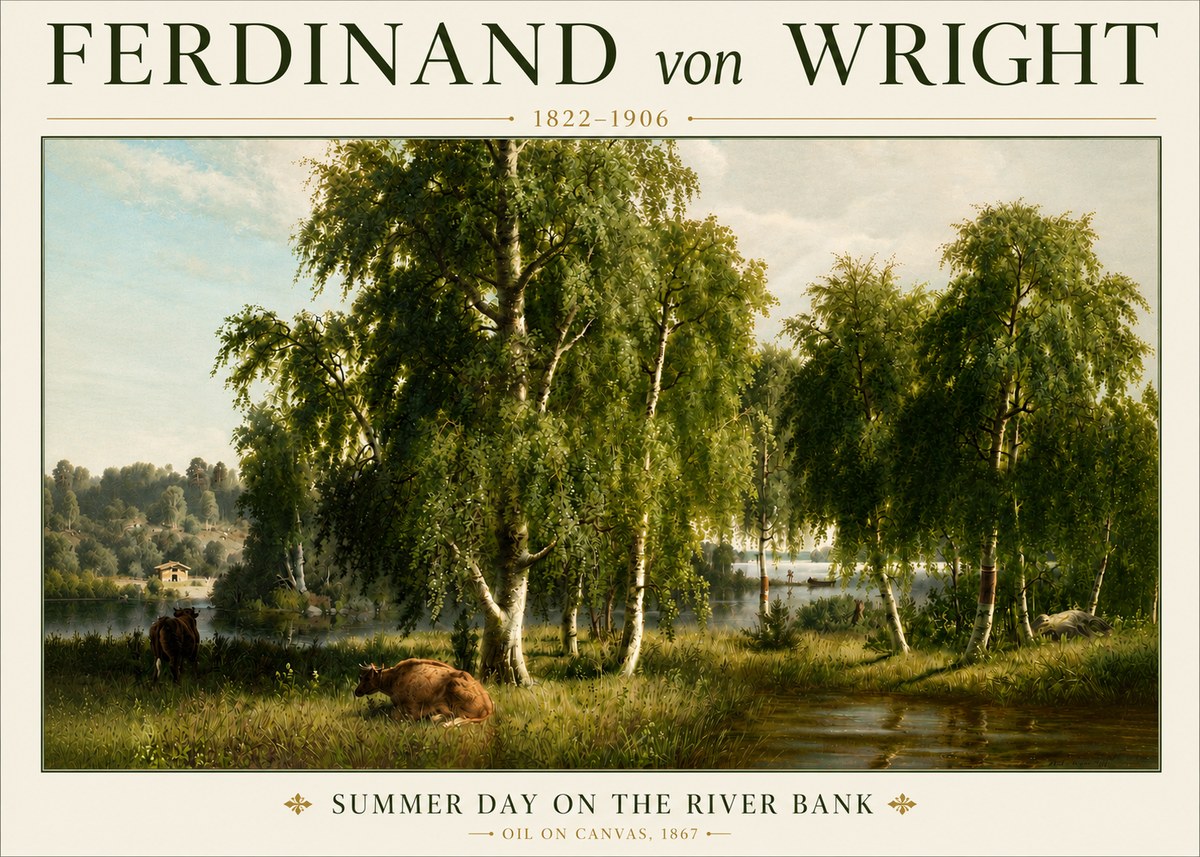 Ferdinand von Wright Summer Day on the River Bank No4 - Plakát