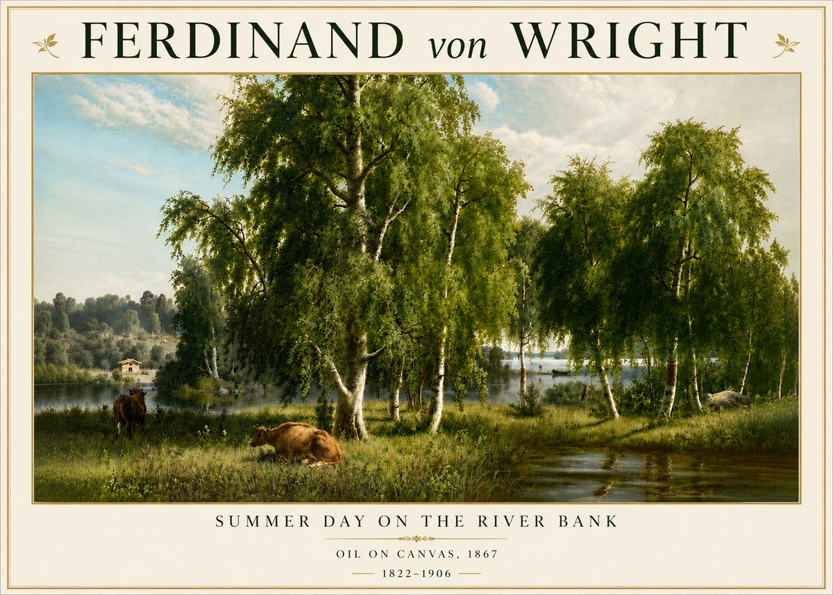 Ferdinand von Wright Summer Day on the River Bank No6 - Plakát