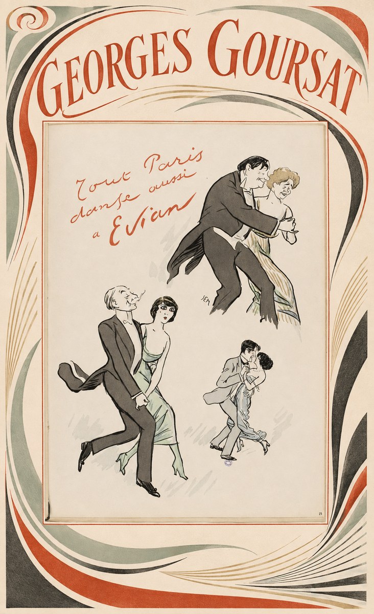 Georges Goursat Tout Paris Danse Aussi À Evian No2 - Plakát