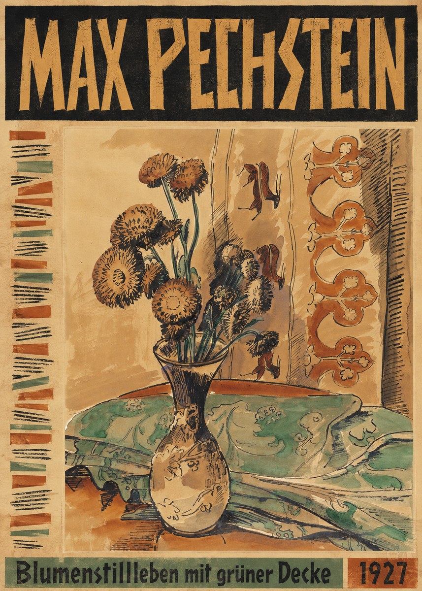Max Pechstein Blumenstillleben Mit Grüner Decke No3 - Plakát