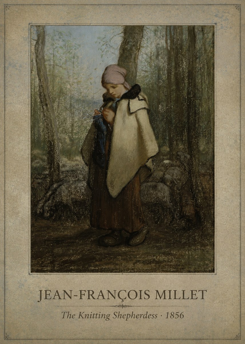 Jean-François Millet The Knitting Shepherdess · 1856 No1 - Plakát